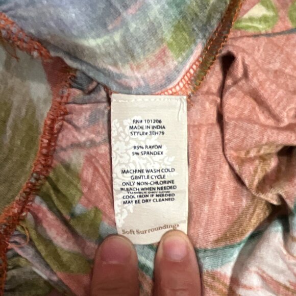 Soft Surroundings Maxi Dress Knit Ruffle Hem Fabiana Tropical  Hi-Low Sleeveless - Picture 13 of 13